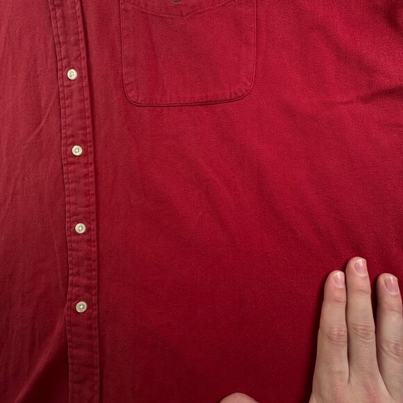 VTG Ralph Lauren Polo Bear Logo Combed Cotton Button Up Shirt Men Red Heavy Soft - Picture 15 of 16